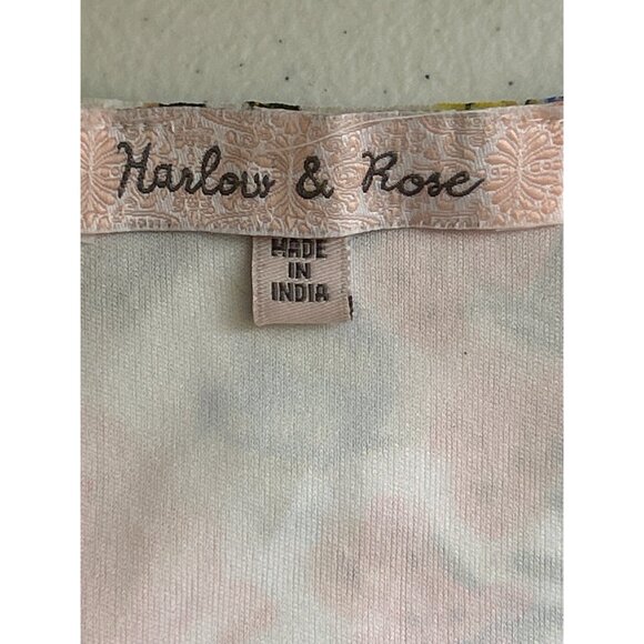 Harlow & Rose Floral Long-Sleeve V-Neck Dress Cottage Core Made In India Medium - Picture 5 of 10